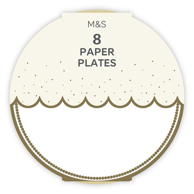 M&S White Paper Plates   8 per pack