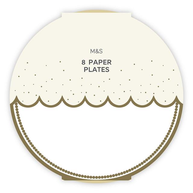 M&S White Paper Plates   8 per pack