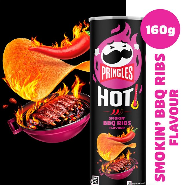 Pringles Hot Smoky BBQ Ribs Sharing Crisps   160g