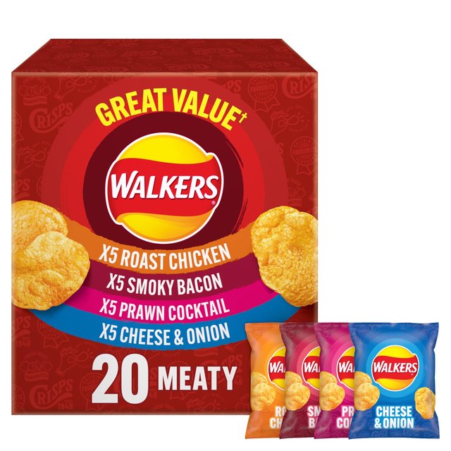 Walkers Meaty Variety Multipack Crisps   20 per pack