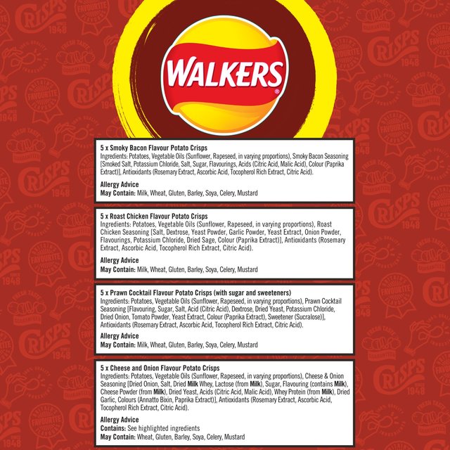 Walkers Meaty Variety Multipack Crisps   20 per pack GOODS M&S   