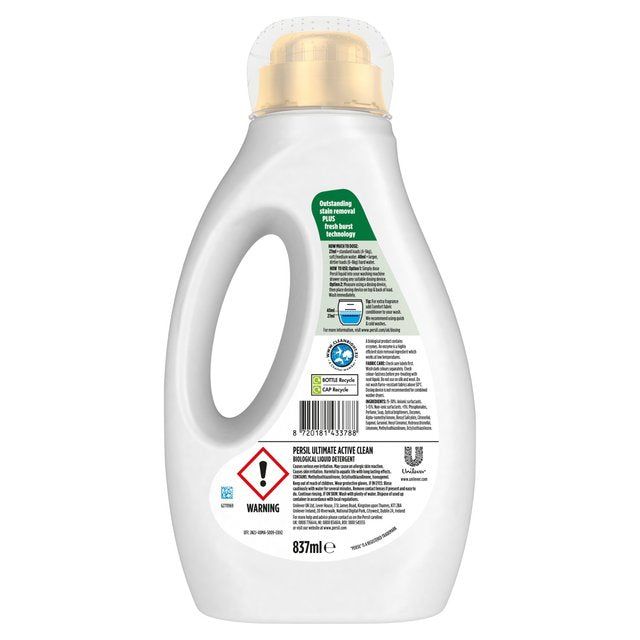 Persil Ultimate Active Clean Bio Laundry Washing Detergent 31 Washes   837ml GOODS M&S   