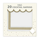 M&S White & Gold Paper Cocktail Napkins   20 per pack GOODS M&S   