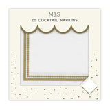 M&S White & Gold Paper Cocktail Napkins   20 per pack GOODS M&S   