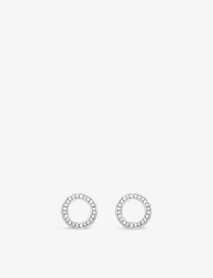 Thomas Sabo sterling silver circle earrings with white zirconia 1cm (British brand)