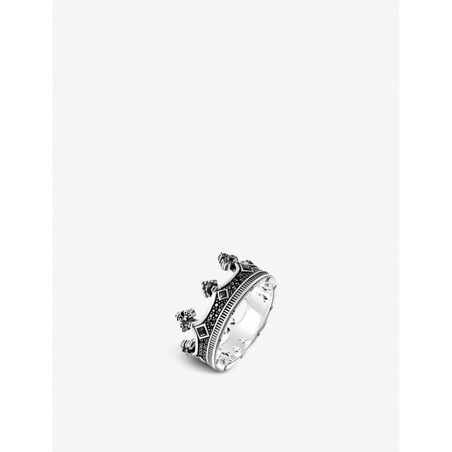Thomas Sabo crown ring, sterling silver with black zirconia (British brand)
