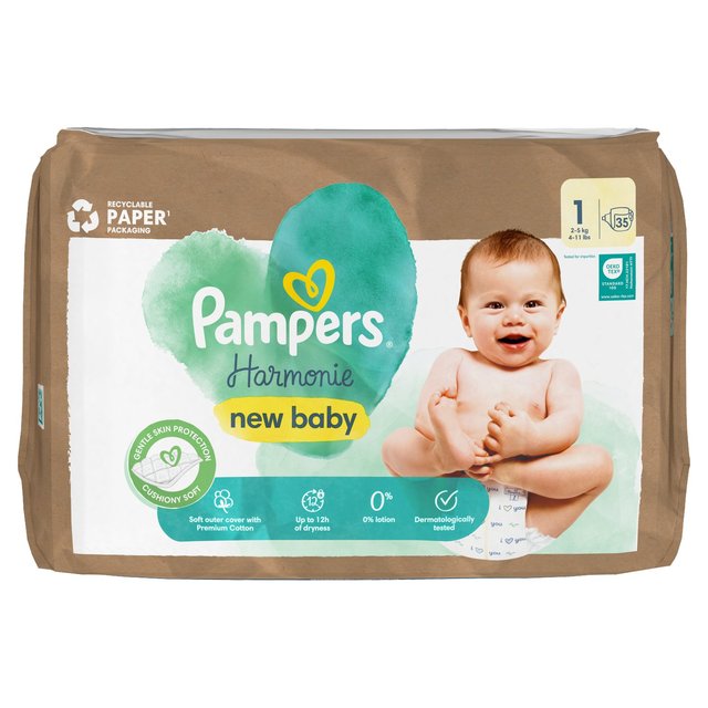 Pampers Harmonie Nappies Size 1 Essential Pack   35 per pack GOODS M&S   