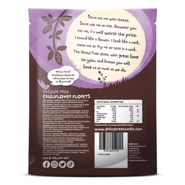 Giving Tree Vacuum Fried Cauliflower Crisps   36g GOODS M&S   