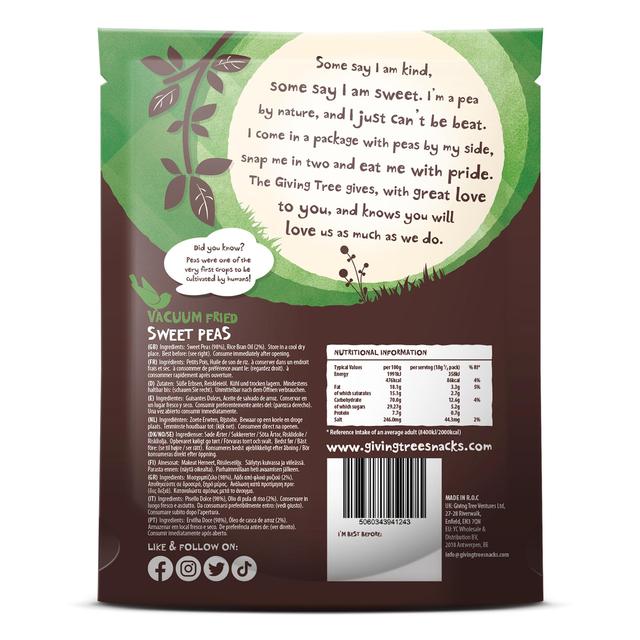 Giving Tree Vacuum Fried Sweet Pea Crisps   36g GOODS M&S   