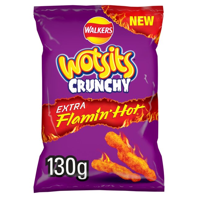 Walkers Wotsits Crunchy Extra Flamin' Hot Sharing Bag Snacks   130g GOODS M&S   