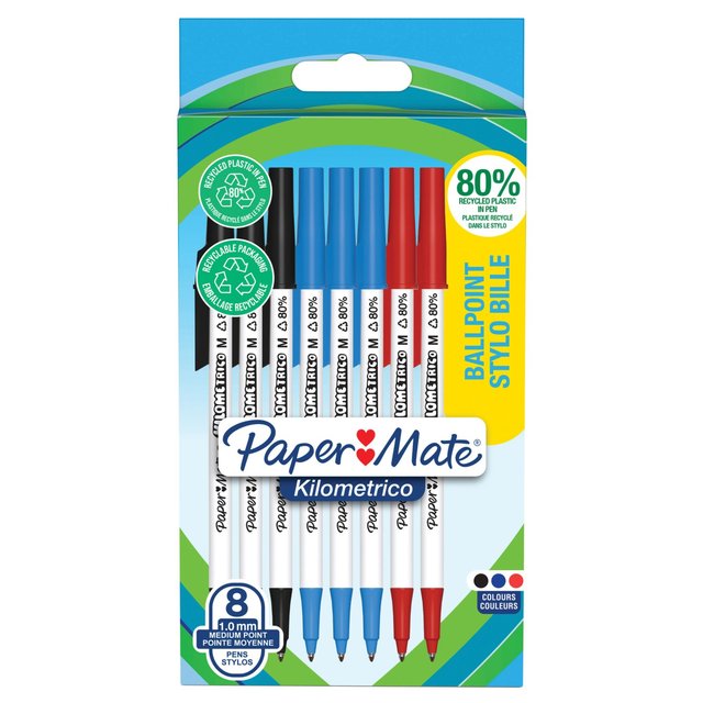 Paper Mate Kilometrico Mixed Ballpoint Pens   8 per pack GOODS M&S   