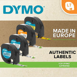 DYMO LetraTag Plastic Labels 12 mm x 4 m Roll Black Print on White Labels GOODS M&S   