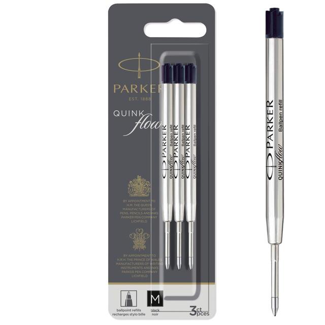 Parker Ballpoint Pen Black Refills Medium Point   3 per pack GOODS M&S   