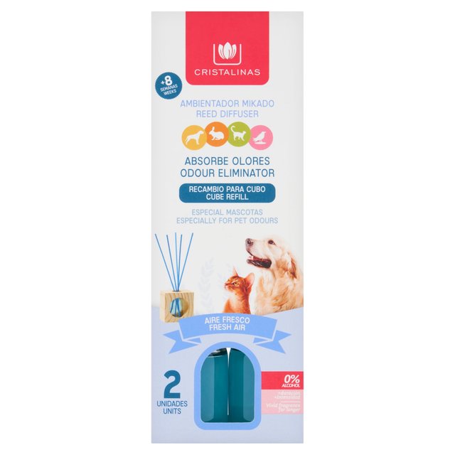 Cristalinas Pet Odour Eliminating Reed Diffuser Refill Fresh Air   2 x 30ml GOODS M&S   