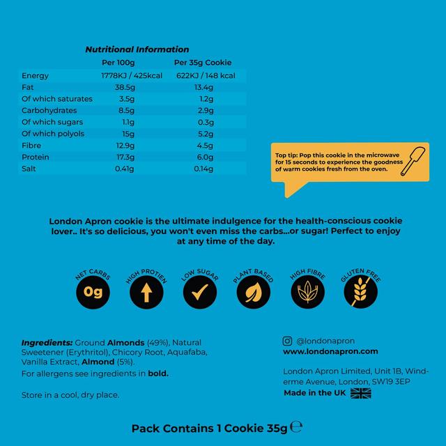 London Apron Almond Keto Cookie   35g GOODS M&S   