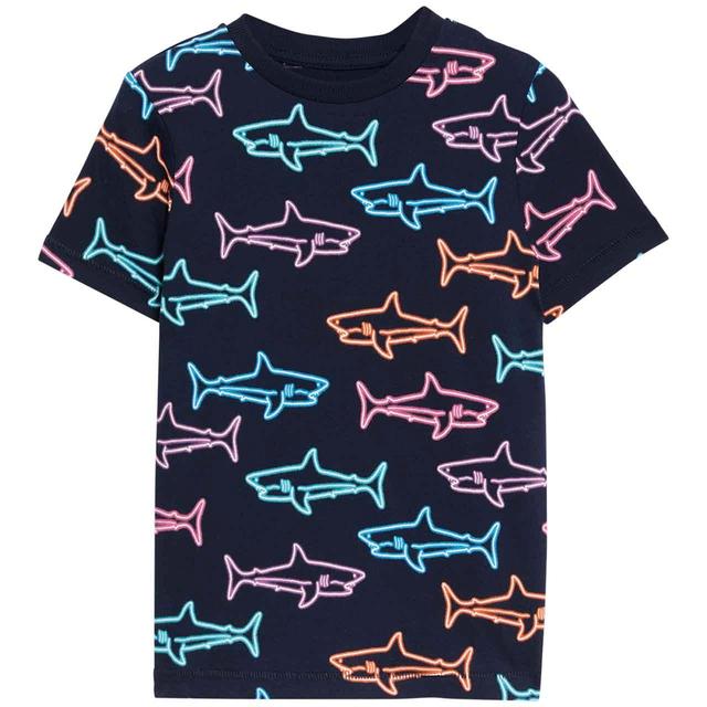 M&S Shark Tee 2-7 Years Navy Mix