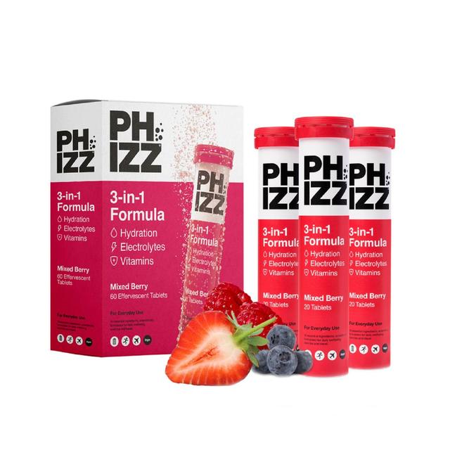 Phizz Mixed Berry 3-in-1 Hydration Electrolytes and Vitamins Effervescent   60 per pack GOODS M&S   