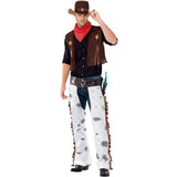 Smiffys cowboy costume brown with waistcoat chaps scarf hat, UK version