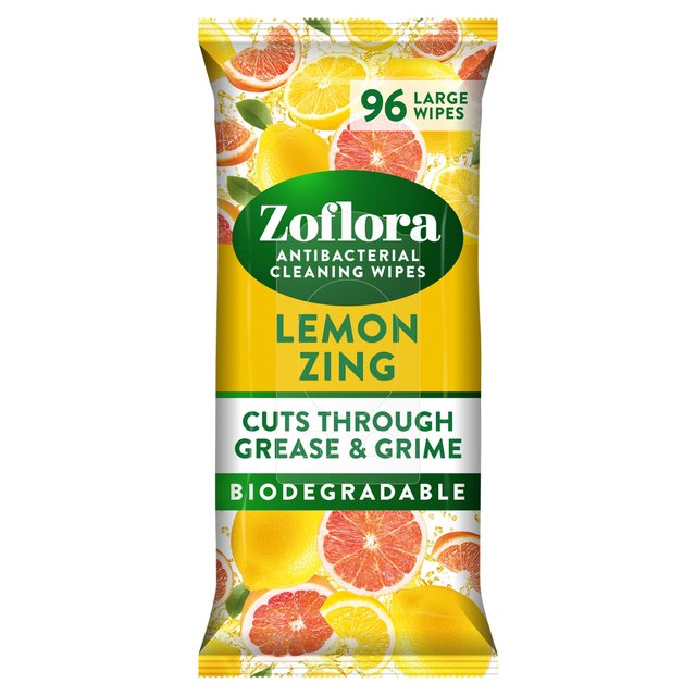 Zoflora Lemon Zing Antibacterial Multi-surface Wipes   96 per pack