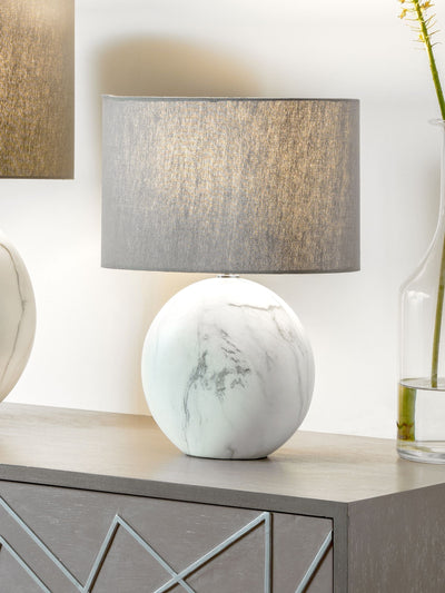 Next White Crestola Marble Effect Ceramic Table Lamp- Buy online at McGrocer