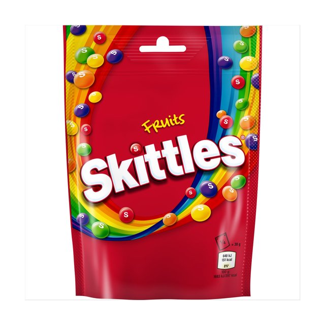 Skittles Vegan Chewy Sweets Fruit Flavoured Pouch Bag   136g