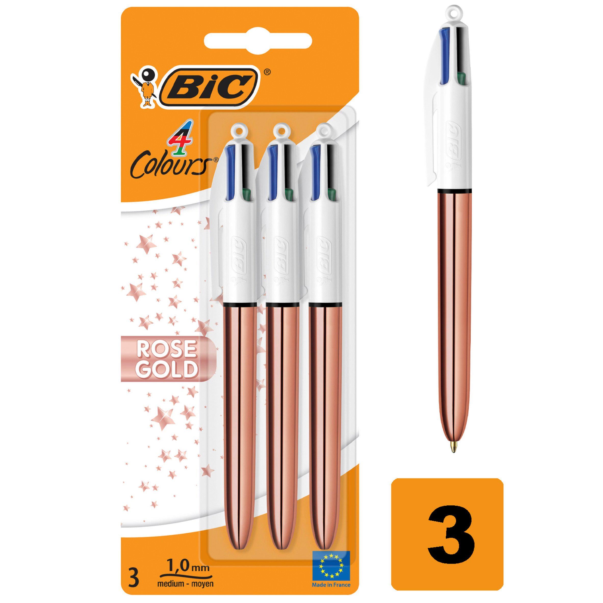 BIC 4 Colours Rose Gold Ball Pens 3 Pack GOODS Sainsburys   