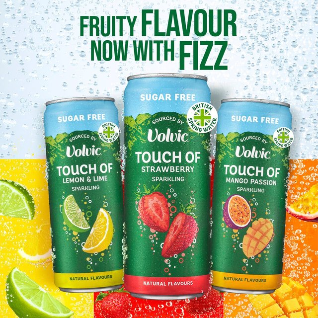 Touch of Strawberry Sparkling Sugar Free Flavoured Water by Volvic   4 x 330ml GOODS M&S   