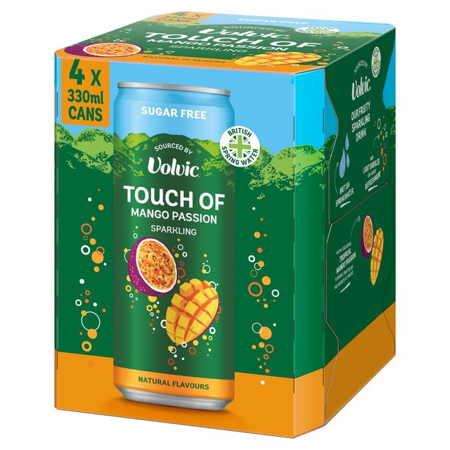 Touch of Mango Passion Sparkling Sugar Free Flavoured Water by Volvic   4 x 330ml GOODS M&S   