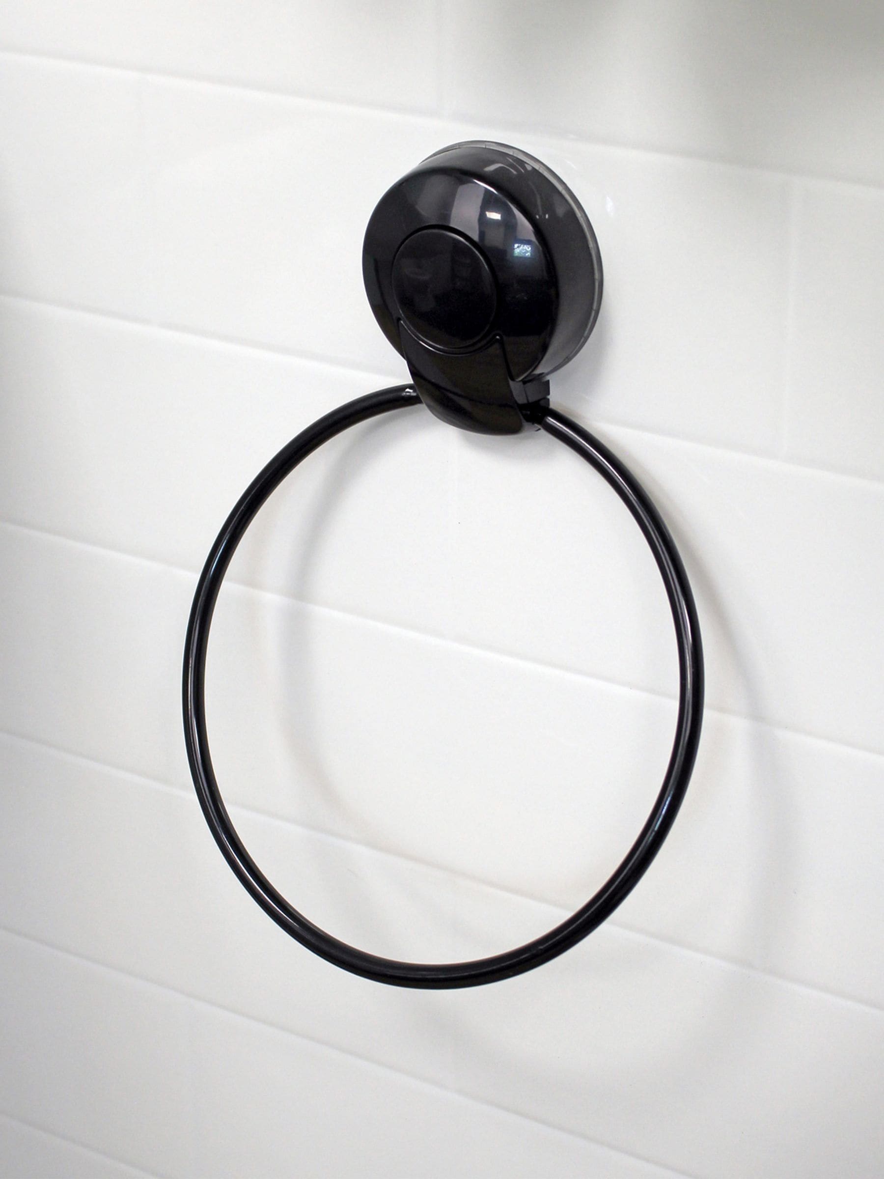 Showerdrape black toilet roll holder towel ring set, imported from the UK