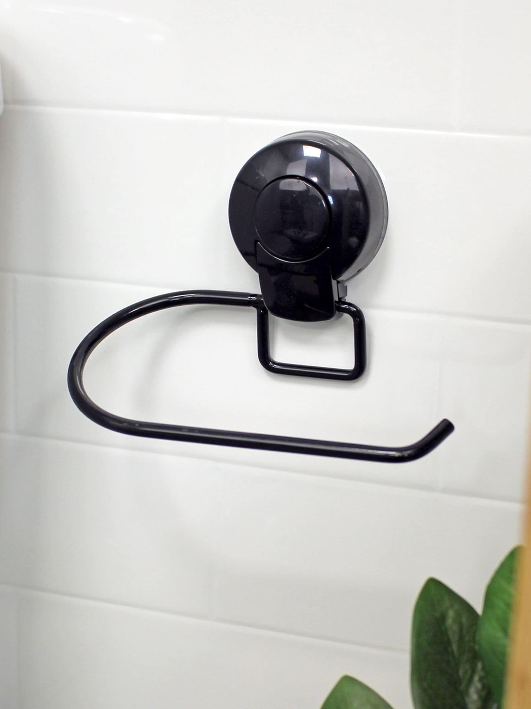 Showerdrape black toilet roll holder towel ring set, imported from the UK