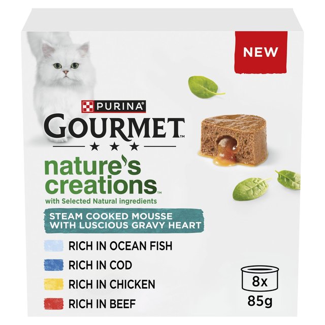 Gourmet Nature's Creations Gravy Heart Chicken Ocean Fish Wet Cat Food   8 x 85g GOODS M&S   