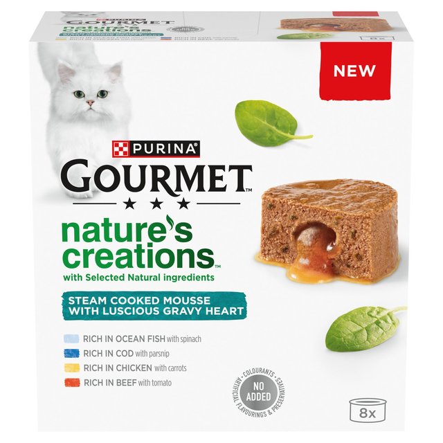 Gourmet Nature's Creations Gravy Heart Chicken Ocean Fish Wet Cat Food   8 x 85g GOODS M&S   