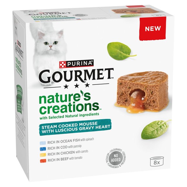 Gourmet Nature's Creations Gravy Heart Chicken Ocean Fish Wet Cat Food   8 x 85g GOODS M&S   