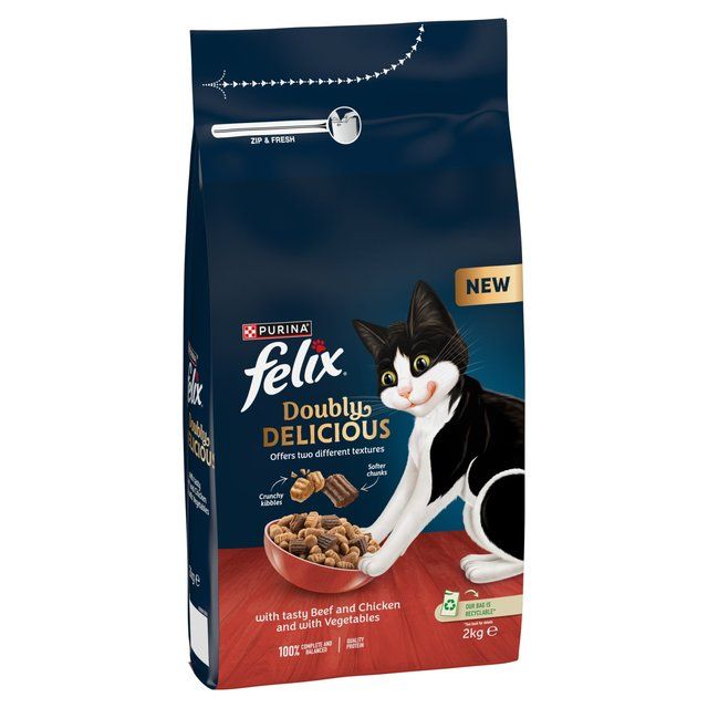 Felix Doubly Delicious Beef Chicken & Vegetables Dry Cat Food   2kg GOODS M&S   