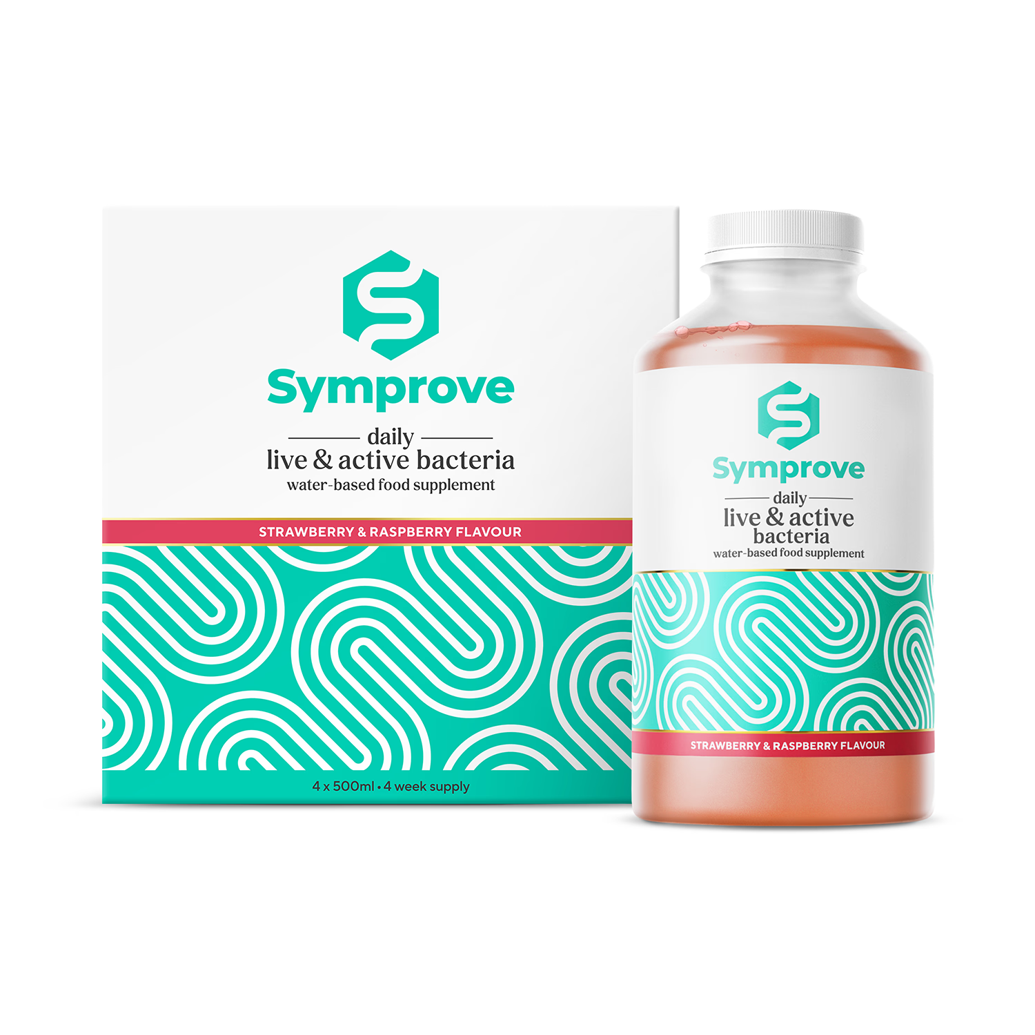 Symprove probiotic strawberry raspberry 4x500ml (British brand)