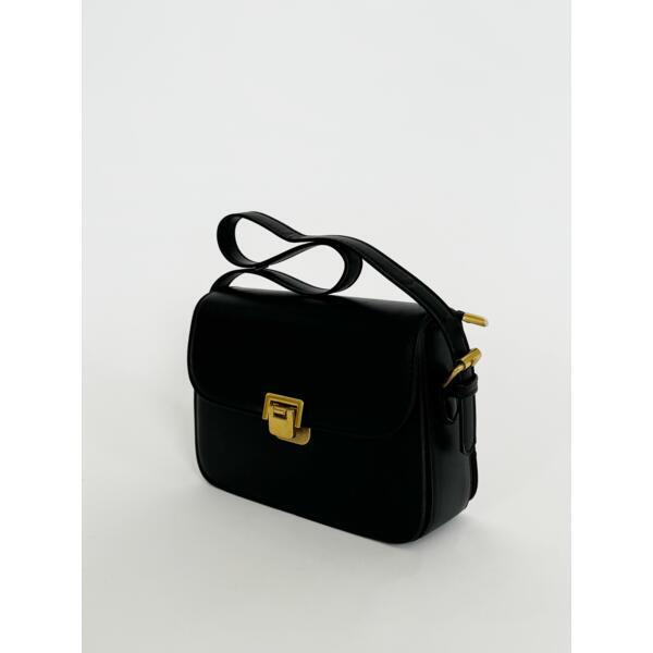 SVNX black shoulder bag with gold clasp (British brand)