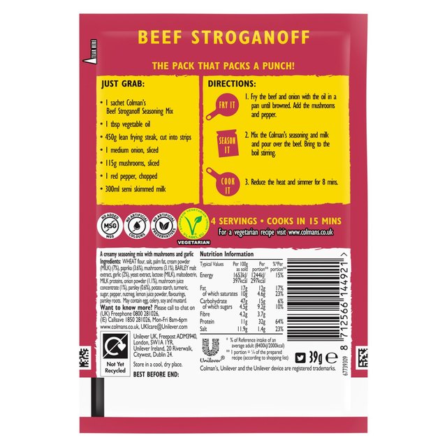 Colman's Beef Stroganoff Recipe Mix   39g GOODS M&S   