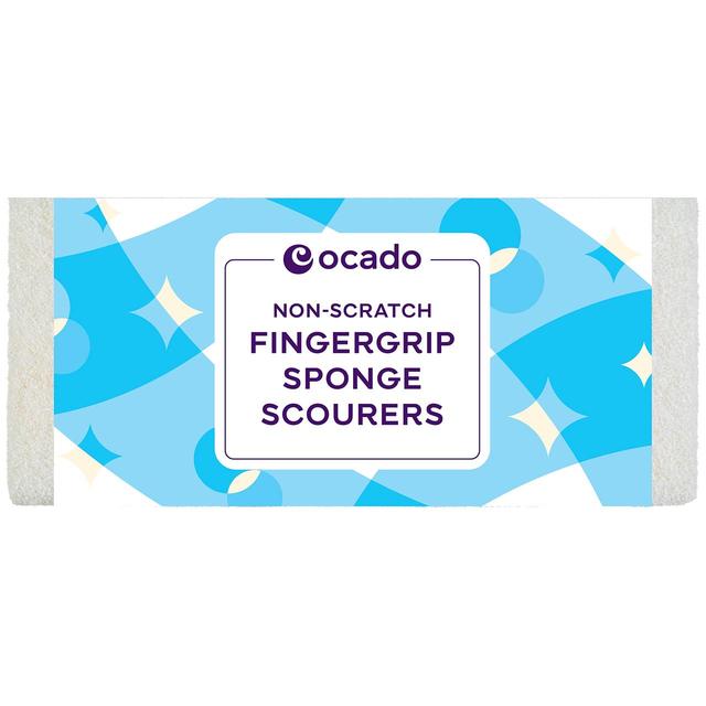 Ocado 6 Non Scratch Finger Grip Sponge Scourers   6 per pack