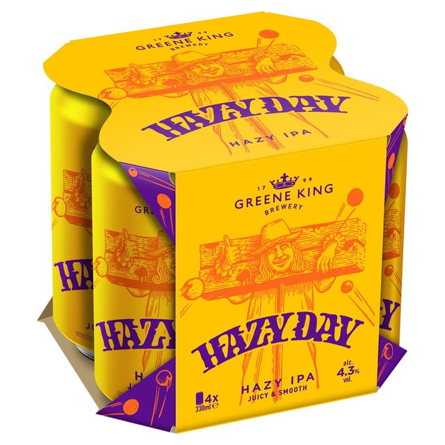 Greene King Hazy Day Hazy IPA 4.3% ABV Craft Beer Cans   4 x 330ml