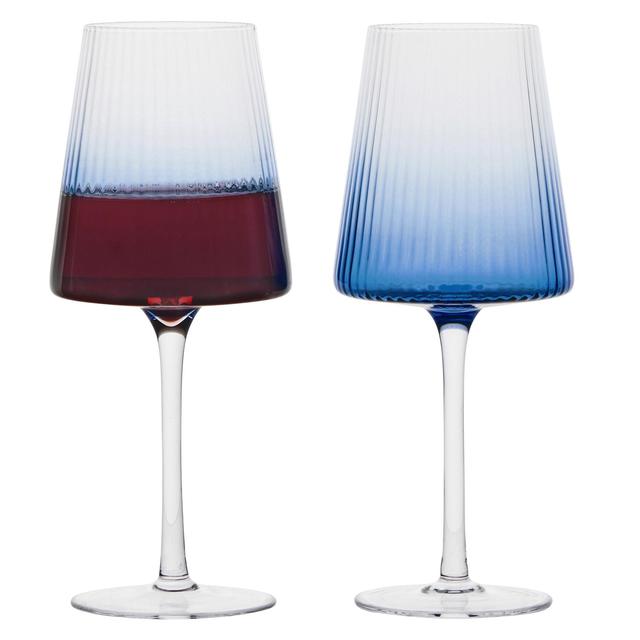 Anton Studio Designs Empire Blue Wine Glasses   2 per pack