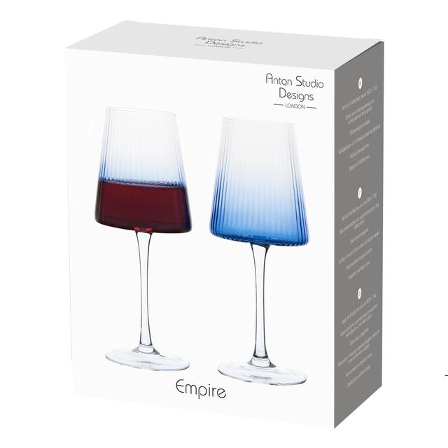 Anton Studio Designs Empire Blue Wine Glasses   2 per pack GOODS M&S   