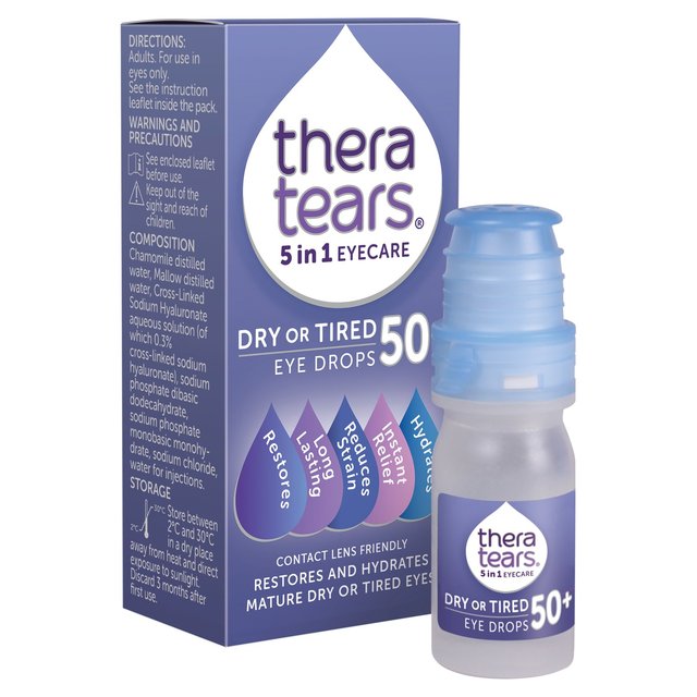 TheraTears 5 in 1 Dry or Tired 50+ Eyes Eye Drops   10ml