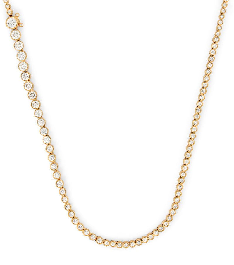 Sophie Bille Brahe yellow gold diamond tennis necklace, UK version