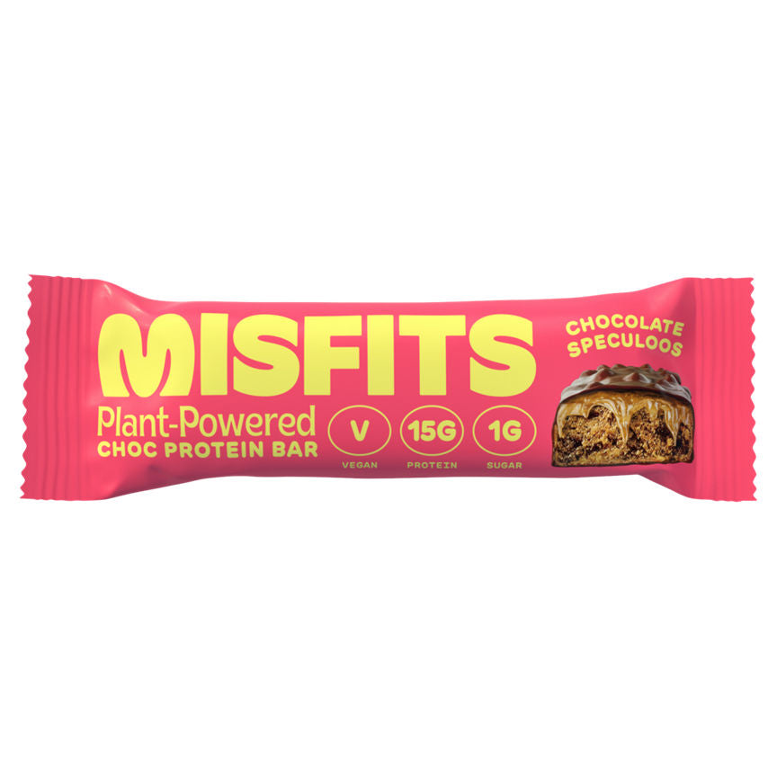 Misfits Plant-Powered Choc Protein Bar Chocolate Speculoos Flavour GOODS ASDA   