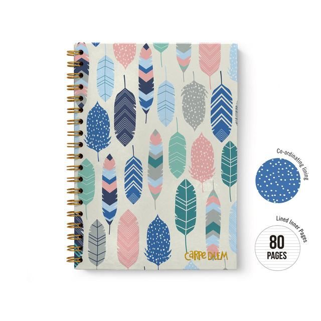 Pukka Pad - Carpe Diem B5 Spiral Hardcover Notebook Feathers GOODS M&S   