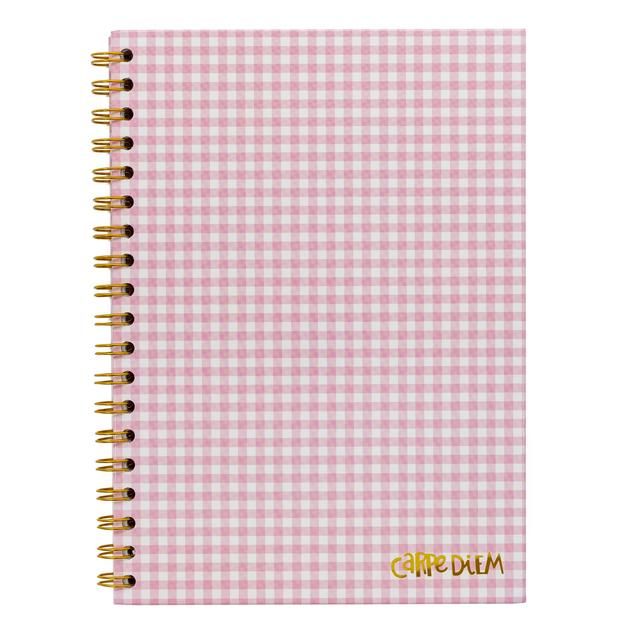 Pukka Pad - Carpe Diem B5 Spiral Hardcover Notebook Pink Check GOODS M&S   