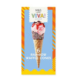 M&S VIVA 6 Rainbow Waffle Cones   75g GOODS M&S   