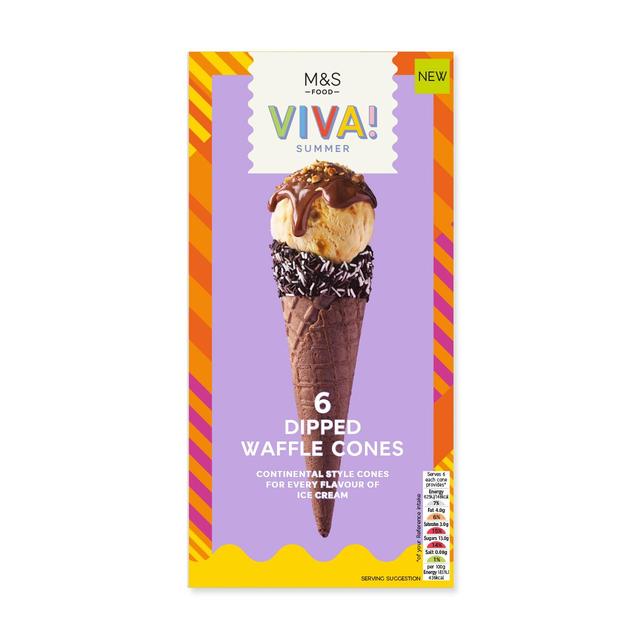 M&S VIVA 6 Dipped Waffle Cones   6 per pack