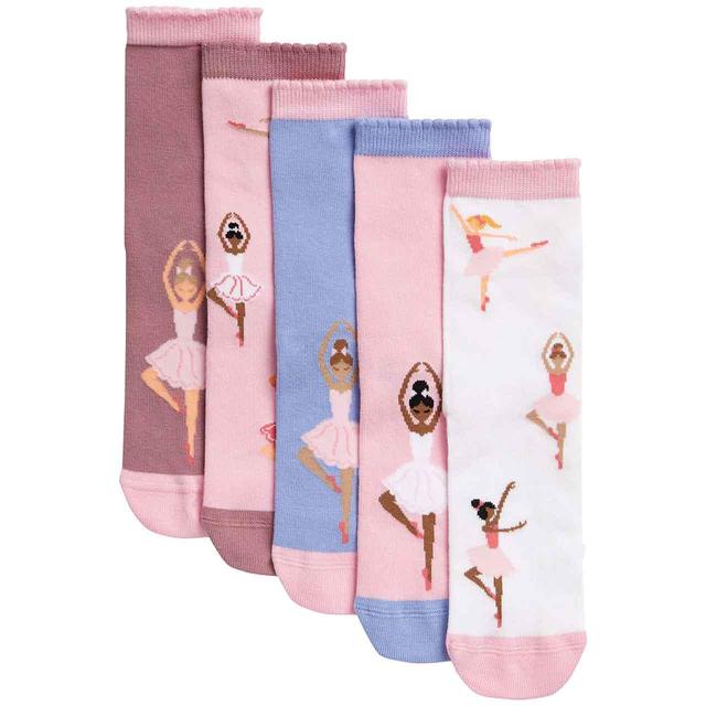 M&S Girls Cotton Rich Ballerina Socks 5 Pack GOODS M&S   