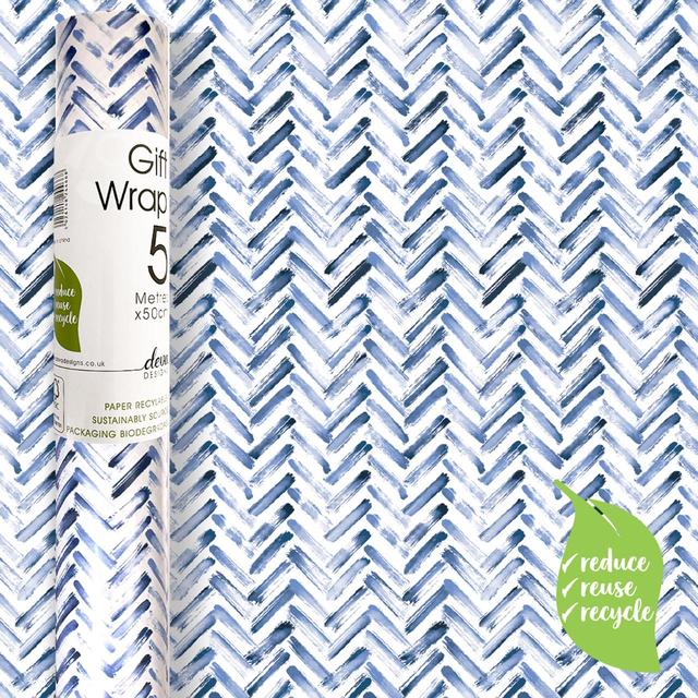 Blue Chevron Gift Wrap Roll GOODS M&S   